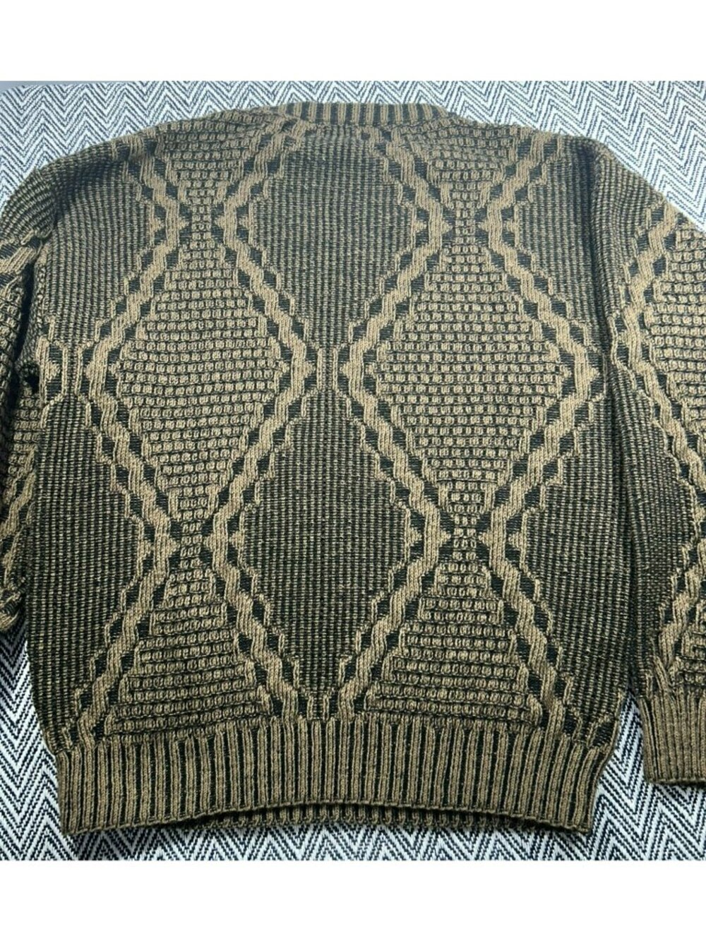 Limited Editions by Expressions Italy Sweater Mens Large Brown Geometric VTG - Picture 7 of 7